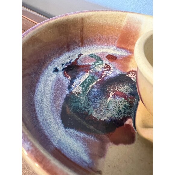 Bruce Larrabee Pottery Small Chip & Dip‎ Platter Glaze Art Pottery Signed - Picture 5 of 9